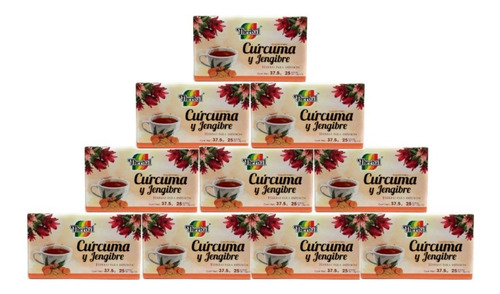 Te De Curcuma Y Jengibre Therbal 25 Sobres (10 Pz) Enviofull