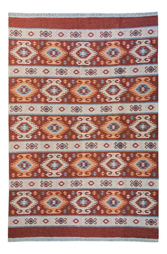 Tapete Sala Kilin Gashgai 200x300 Dupla Face Tribal 5 Orange