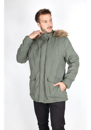 Campera Parka Hombre Capucha Abrigo Bolsillos Invierno