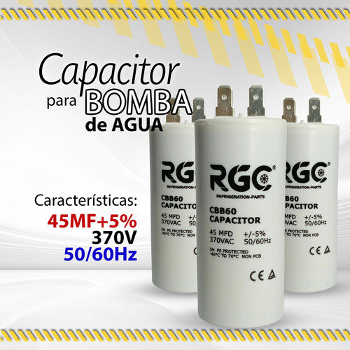 Capacitor Para Bomba De Agua 45mf+5% 370v 50-60hz / 10603