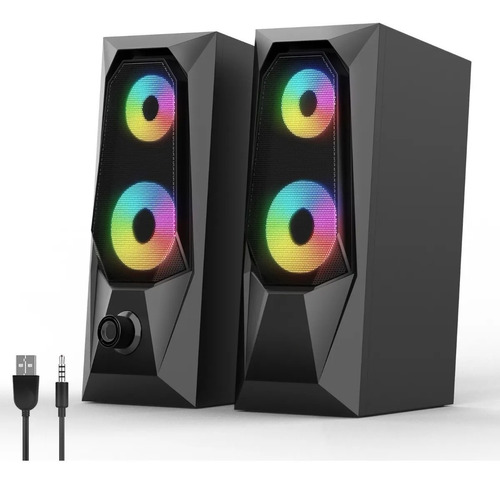 Bocina Para Usb 5w Altavoces De Pc Con Luz Led Cambio De Rgb