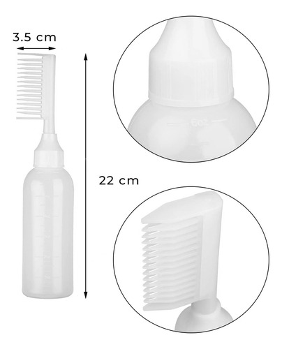 Peine Aplicador Dispensador De Tinte Cabello Botella 6oz Blanco