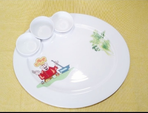 Plato De Porcelana Pasapalos Gde.+ Posillos + Servilletero