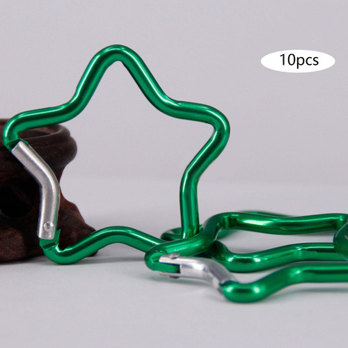 3 X 10 Piezas Mosquetón En Forma De Estrella De Cinco Verde