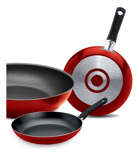 Batería De Cocina Deleite Roja De 5pzas De Con Duraflon Color Rojo