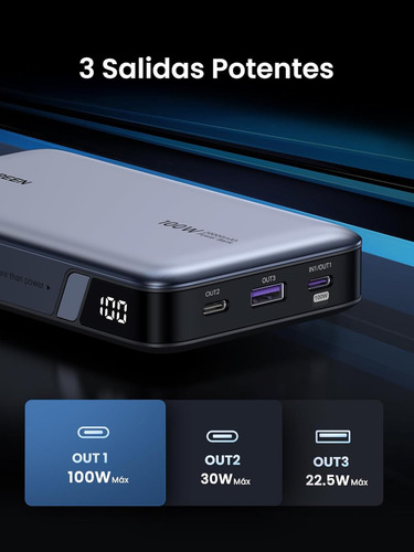 Power Bank Ugreen 20000mah 100w Carga Super Rápida Portátil