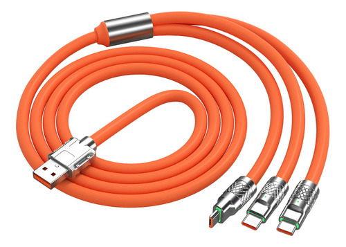 Super Cabo De Carregamento 3 Em 1: 120w, 2m, Luz Universais Cor Cor Laranja