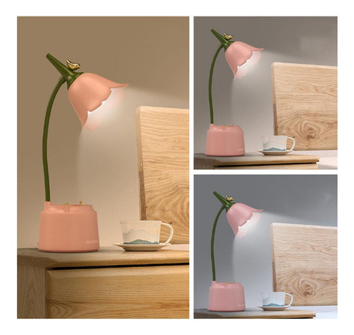 Lámpara De Escritorio Regulable, Recargable Por Usb, Rosa