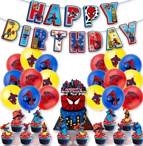 Set Decoración Fiesta De Cumpleaños Spiderman 32 Piezas