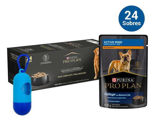 Pack Pro Plan 24 Pouches Adulto 7+ Active Mind 85gr + Regalo