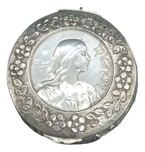 Antiguo Pastillero Polvera Art Nouveau Plata Circa Siglo 20