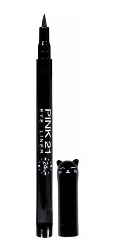 Imagen 2 de 10 de Delineador Gatito Ojos Fibra Negro Pink 21 Negro 24 Horas
