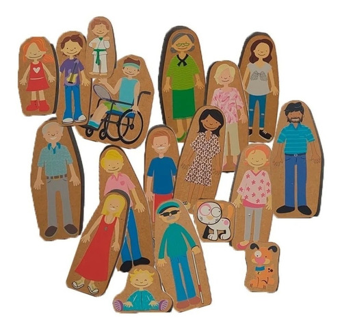 Muñecos Madera Familia Figuras Juego Didactico Planz Juguete