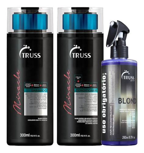 Miracle Shampoo E Condicionador 300ml + Blond 260ml Truss