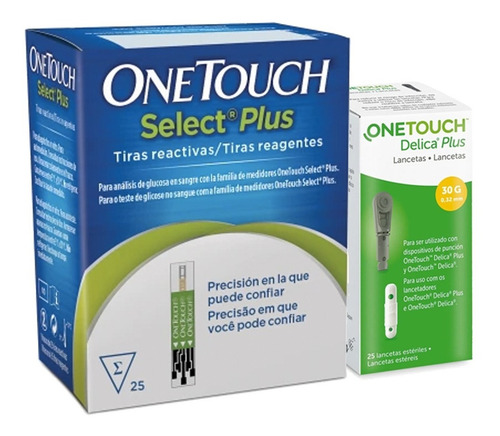 Imagen 1 de 1 de Onetouch Paquete 25 Tiras Select Plus Y 25 Lancetas Delica