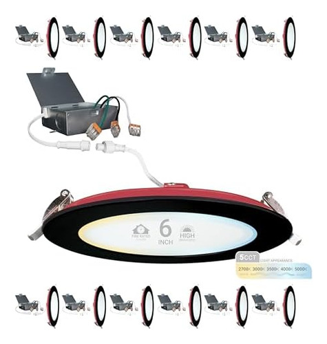 Paquete De 12 Luces Led Empotrables De 6 Pulgadas Y 2 Horas
