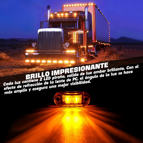 50pz Lateral Luz Led Luz De Marcador 12-24v Indicadora Ámbar