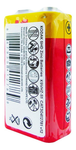 Pack 10 Pilas Baterias Kodak 9v Zinc Carbon