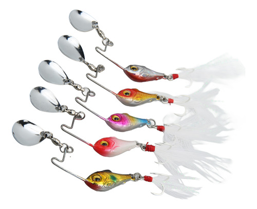 Señuelo De Pesca Vib Spoon, 5 Miniseñuelos De Metal Giratori
