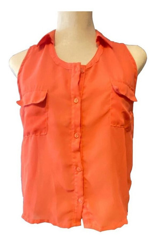 Camisa Transparente Blusa Color Coral Como Quieres Que...