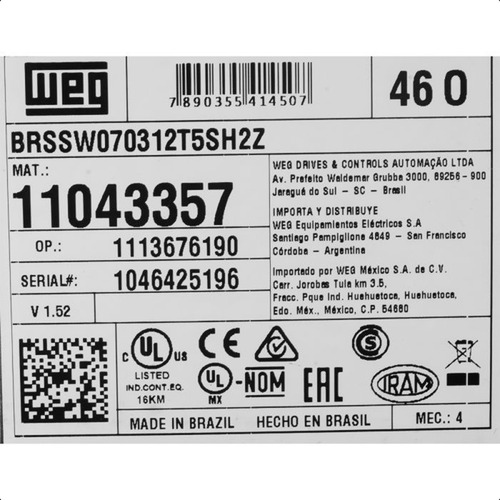 Chave Partida Soft-starter Ssw07 312a