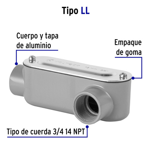 Condulet 3/4 Conexión Tipo Ll, Volteck 46977