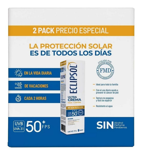 Eclipsol Bloqueador Solar Fps 50+resistente Al Agua Y Sudor