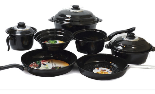 Imagen 1 de 8 de Bateria Cocina Ollas Sarten Exahome Vitrificado Completa