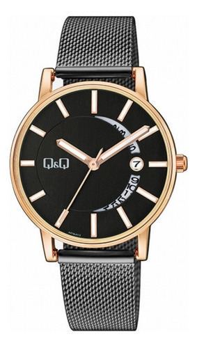 Reloj Para Hombre Q&q A478j412y Negro Pavonado + Estuche