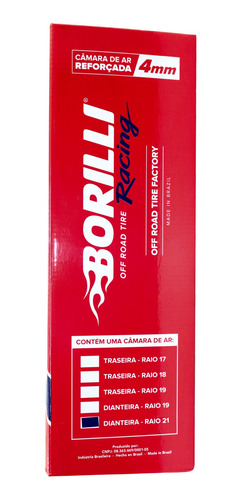 Imagem 2 de 5 de Camara Ar Moto Borilli Reforcada 4mm Aro 21 Trilha Motocross