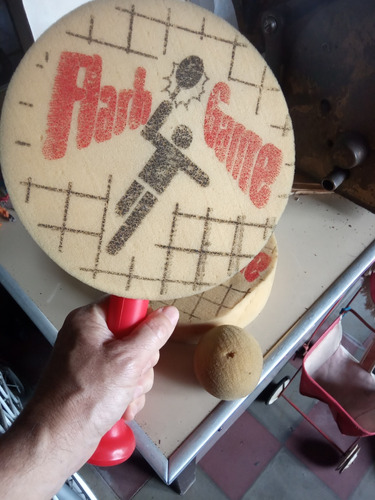 Antiguo Juego Raquetas Y Pelota Esponja Decoración Colección