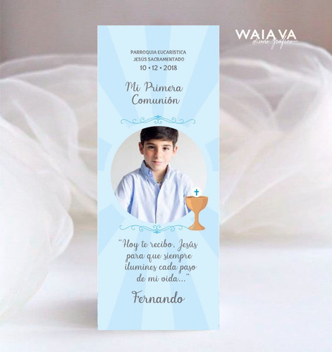 Imagen 2 de 6 de Tarjetas Primera Comunión Nenes Señalador Con Foto X 3u