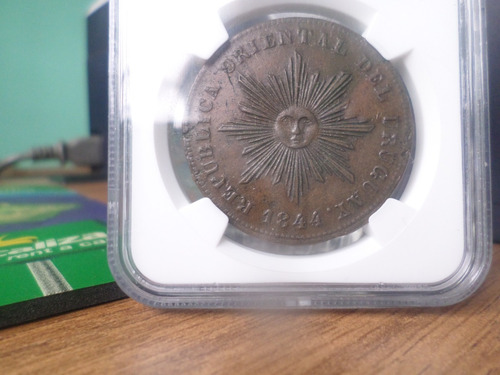 Cobre Uruguay 20 Cts. 1844 Casi Sin Circular Au53 Ngc