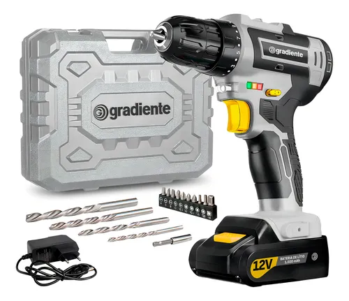 comprar Parafusadeira Furadeira Gradiente GPB12V 3\u002F8 Bivolt a Bateria 12V Cor Cinza Frequência 60Hz