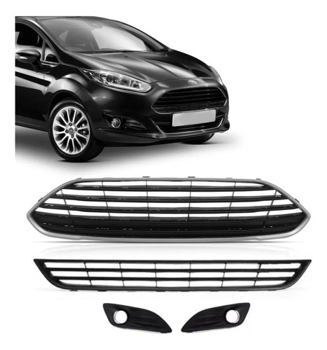 Kit Grade Central New Fiesta 2013 2014 2015 C/ Friso Cinza