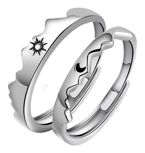 1 Par De Anillos De Banda A Juego Minimalistas De Sol Y Luna