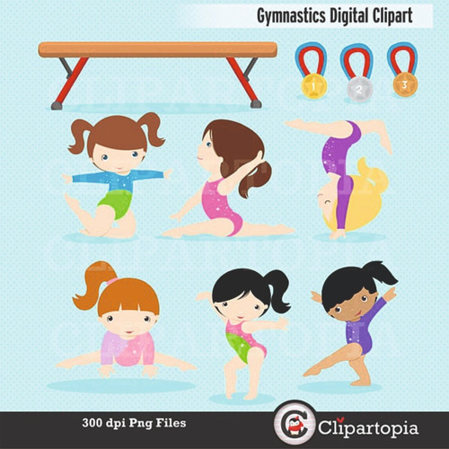 Papeles Fondos Digitales - Cat Gymnastics Gimnasta - Clipart