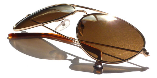 Top Gun Pilot Style Classic Gold Metal Frame Brown Lens Avia