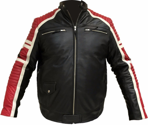 Campera Cuero Hombre Moto Tipo Race - Maybe -