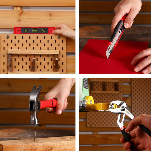 Red Drill Tool Kit Set: 20v Cordless Power Drill Tool Box...