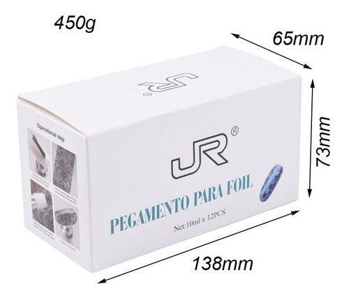 Pegamento P/foil Jr 10ml Decoración De Uñas Acrílico 12 Pzas