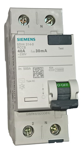 Disyuntor Diferencial Siemens 2x40a 30ma Nuevo En Caja