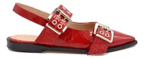 Comprar Chatitas Sandalias Ballerina Mujer Cuero Hebillas Punta Moda