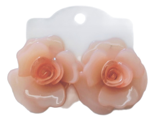Brinco Bijuteria Festa Luxo Flor Botão Rosa Grande Acrílico