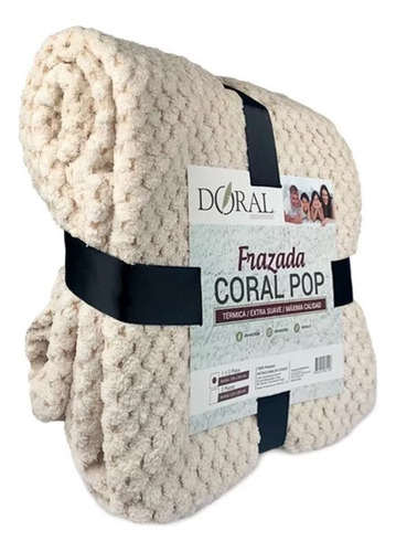 Frazada Coral Pop 1.5 Plazas Doral Color Beige - Shopyclick