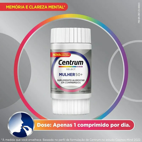 Multivitamínico Centrum Select Mulher 50+ 60 Comprimidos Sem Sabor