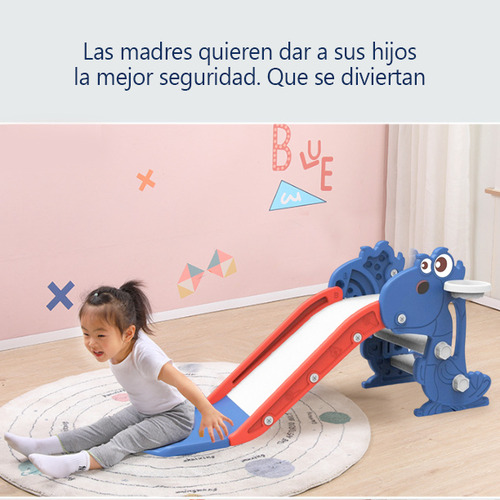 Resbaladilla Tobogán Infantiles Con Canasta De Baloncesto Azul