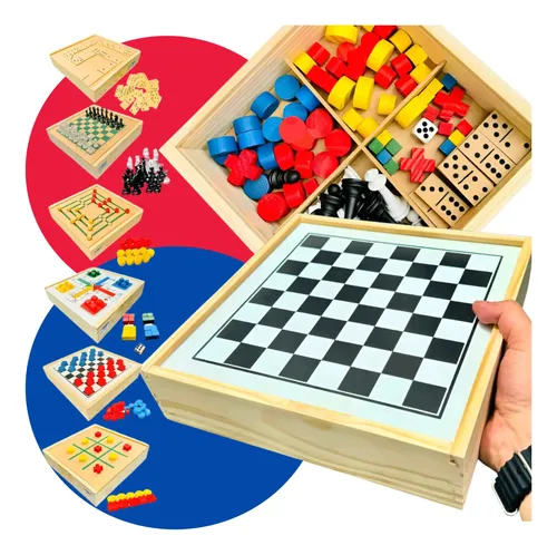 Tabuleiro Xadrez Dama Ludo Dominó Trilha Velha 6x1 Toytrade