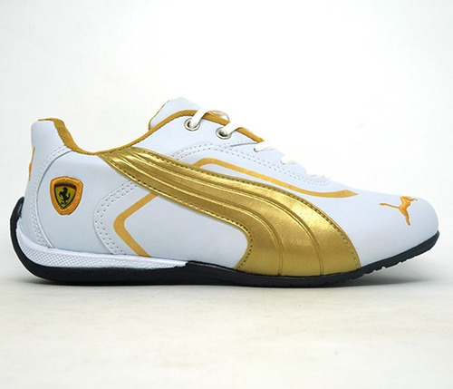 tenis puma branco e dourado