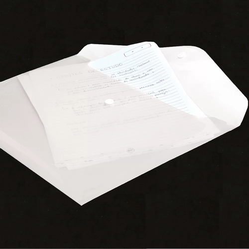Kit 50 Pastas Envelope Com Botão Ofício/a4 Acp Transparente